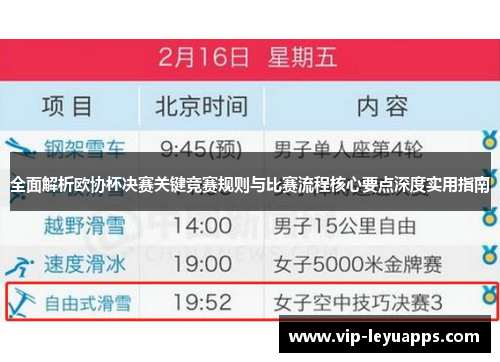 全面解析欧协杯决赛关键竞赛规则与比赛流程核心要点深度实用指南